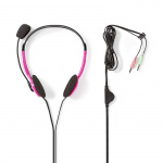 Nedis PC-hodesett | On-Ear | Stereo | 2x 3.5 mm | Fold-Away Mikrofon | Rosa