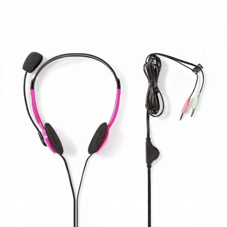 Nedis PC-hodesett | On-Ear | Stereo | 2x 3.5 mm | Fold-Away Mikrofon | Rosa
