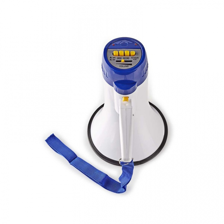 Nedis megafon | Maksimal rekkevidde: 250 m | Maksimal volumkontroll: 115 dB | Ingen innebygd mikrofon | Innebygd sirene | Opptaksfunksjon | Blå / Hvit Nedis megafon | Maksimal rekkevidde: 250 m | Maksimal volumkontroll: 115 dB | Ingen innebygd mikrofon | Innebygd sirene | Opptaksfunksjon | Blå / Hvit