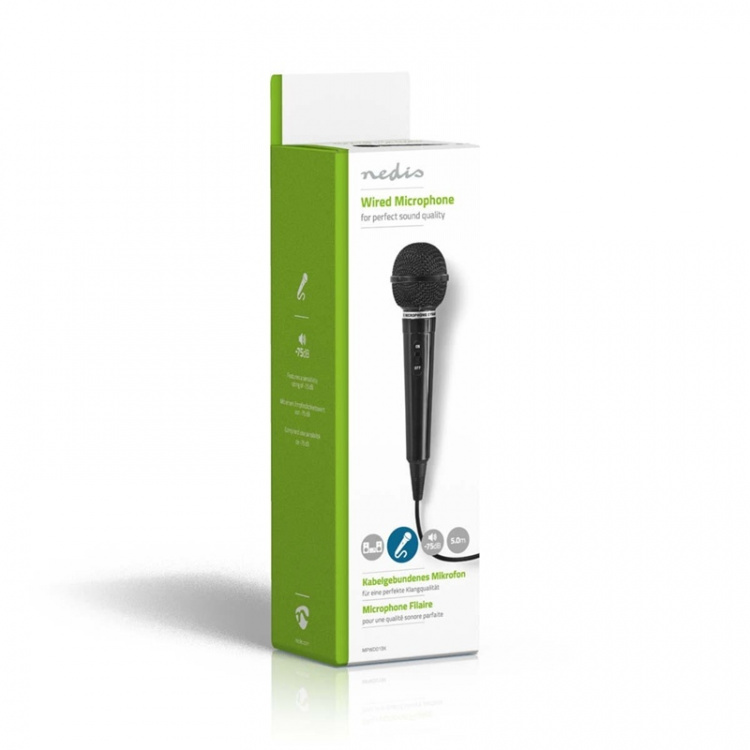 Nedis Wired mikrofon | Kardioid | Fast kabel | 5.00 m | 80 Hz - 12 kHz | 600 Ohm | -75 dB | Av/på-bryter | ABS | Sort Nedis Wired mikrofon | Kardioid | Fast kabel | 5.00 m | 80 Hz - 12 kHz | 600 Ohm | -75 dB | Av/på-bryter | ABS | Sort