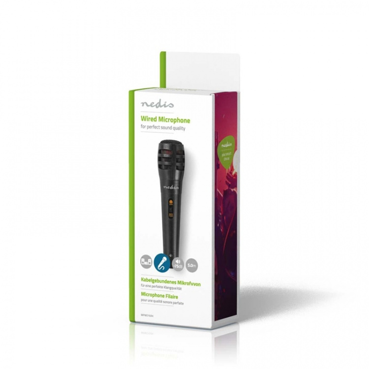 Nedis Wired mikrofon | Kardioid | Avtakbar kabel | 5.00 m | 80 Hz - 12 kHz | 600 Ohm | -75 dB | Av/på-bryter | Reiseveske inkludert | ABS / Aluminium | Sort Nedis Wired mikrofon | Kardioid | Avtakbar kabel | 5.00 m | 80 Hz - 12 kHz | 600 Ohm | -75 dB | Av/på-bryter | Reiseveske inkludert | ABS / Aluminium | Sort