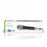 Nedis Mikrofon | Kardioid | Avtakbar kabel | 5.00 m | 50 Hz - 15 kHz | 600 Ohm | -72 dB | Av/på-bryter | Reiseveske inkludert | Metall | Grå / Sort