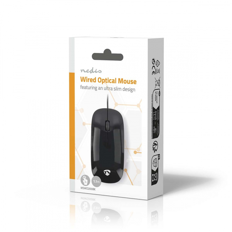 Nedis Mus | Wired | 1000 dpi | Antall knapper: 3 | Both Handed Nedis Mus | Wired | 1000 dpi | Antall knapper: 3 | Both Handed