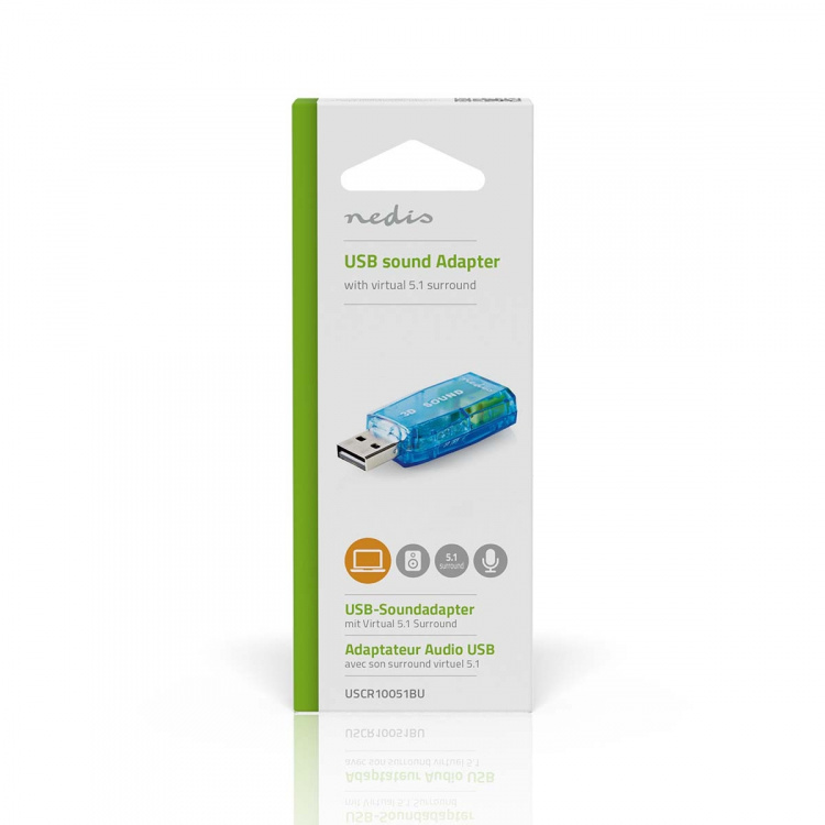Nedis Lydkort | 5.1 | USB 2.0 | Mikrofontilkobling: 1x 3.5 mm | Headsett tilkobling: 3.5 mm Male