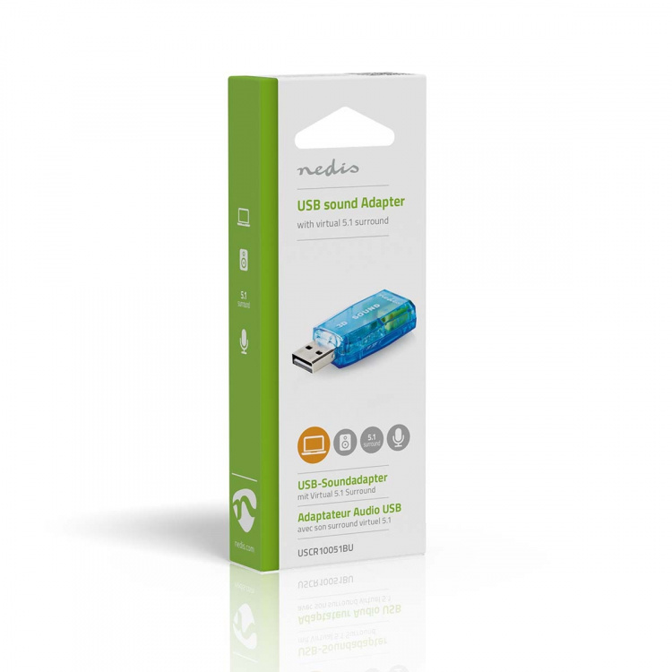 Nedis Lydkort | 5.1 | USB 2.0 | Mikrofontilkobling: 1x 3.5 mm | Headsett tilkobling: 3.5 mm Male