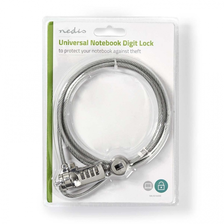Nedis Notebook Lock | Lås type: Digit | 1.80 m | Sink Legering
