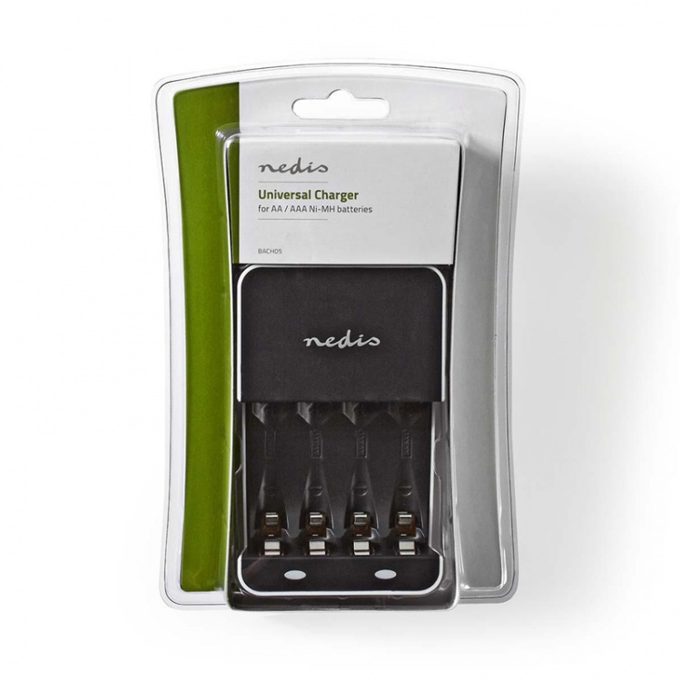 Nedis NiMH batterilader AA / AAA | 1.2 V DC | Trickle lader | Euro / Type C (CEE 7/16) | Energitype for batteri: AA / AAA | Hvit / Sort Nedis NiMH batterilader AA / AAA | 1.2 V DC | Trickle lader | Euro / Type C (CEE 7/16) | Energitype for batteri: AA / AAA | Hvit / Sort