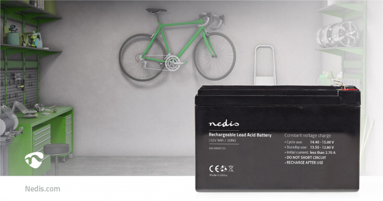 Nedis Oppladbart blybatteri | Lead-Acid | Oppladningsbar | 12 V | 9000 mAh