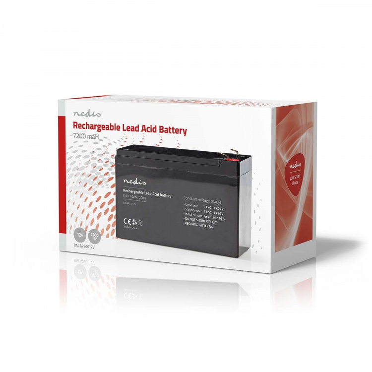 Nedis Oppladbart blybatteri | Lead-Acid | Oppladningsbar | 12 V | 7200 mAh