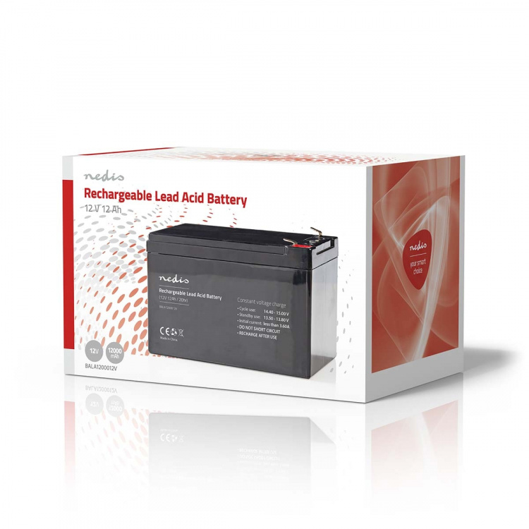 Nedis Oppladbart blybatteri | Lead-Acid | Oppladningsbar | 12 V | 12000 mAh