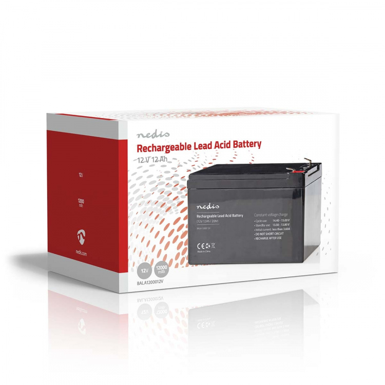 Nedis Oppladbart blybatteri | Lead-Acid | Oppladningsbar | 12 V | 12000 mAh