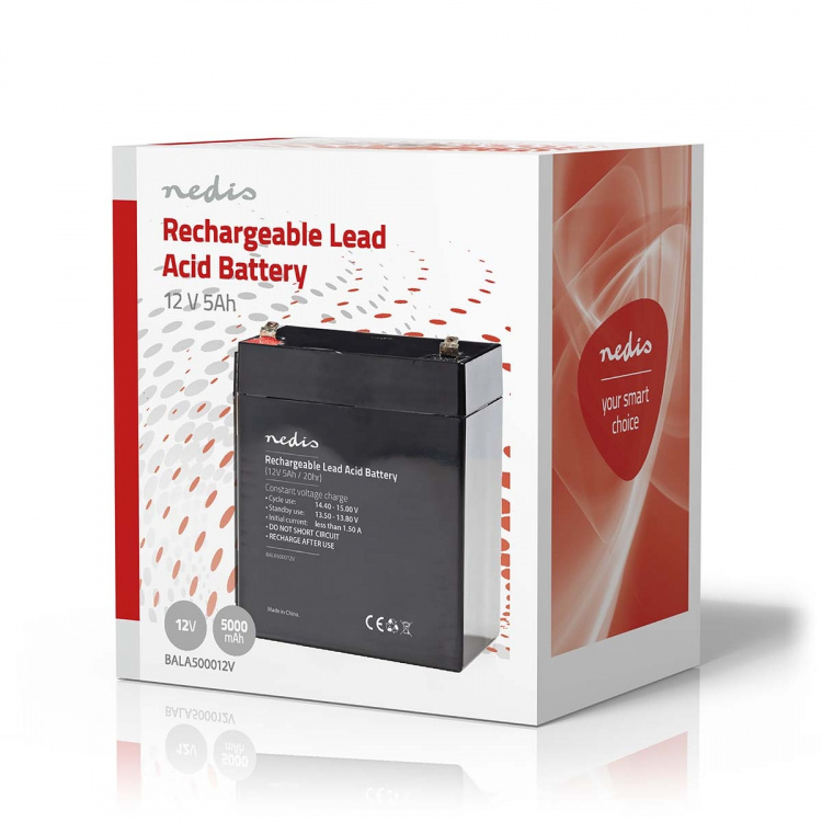 Nedis Oppladbart blybatteri | Lead-Acid | Oppladningsbar | 12 V | 5000 mAh Nedis Oppladbart blybatteri | Lead-Acid | Oppladningsbar | 12 V | 5000 mAh