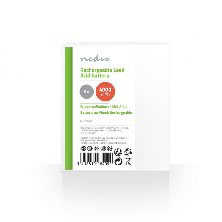 Nedis Oppladbart blybatteri | Lead-Acid | Oppladningsbar | 6 V | 4000 mAh