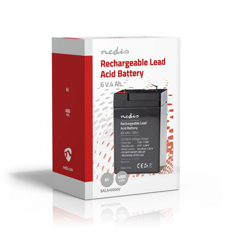 Nedis Oppladbart blybatteri | Lead-Acid | Oppladningsbar | 6 V | 4000 mAh