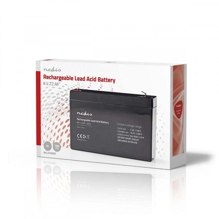 Nedis Oppladbart blybatteri | Lead-Acid | Oppladningsbar | 6 V | 7200 mAh