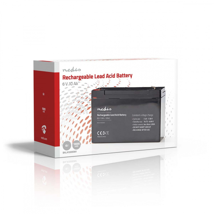 Nedis Oppladbart blybatteri | Lead-Acid | Oppladningsbar | 6 V | 10000 mAh