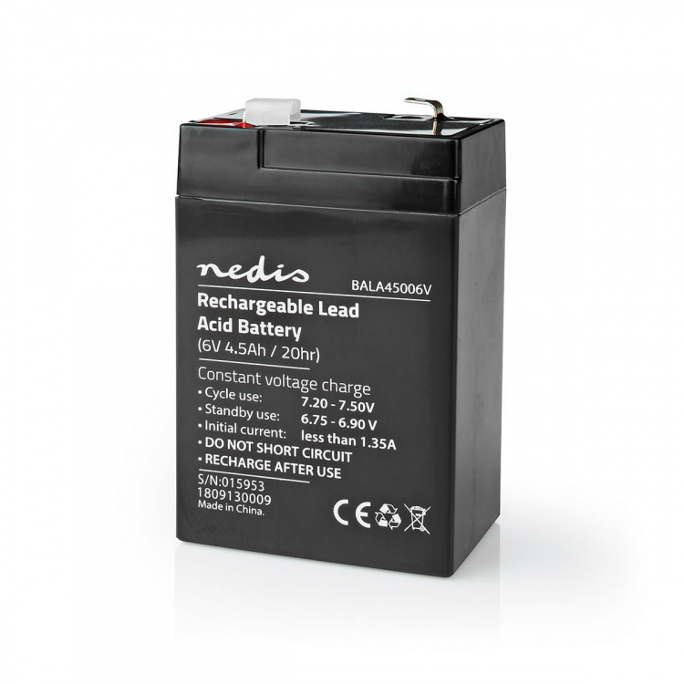 Nedis Oppladbart blybatteri | Lead-Acid | Oppladningsbar | 6 V | 4500 mAh Nedis Oppladbart blybatteri | Lead-Acid | Oppladningsbar | 6 V | 4500 mAh