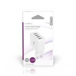 Nedis vegg lader | 24 W | Hurtigladefunksjon | 4x 2.4 A | Antall utganger: 4 | 4x USB-A | Ingen Kabel Inkludert | Single Voltage Output | Hvit
