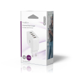 Nedis vegg lader | 24 W | Hurtigladefunksjon | 4x 2.4 A | Antall utganger: 4 | 4x USB-A | Ingen Kabel Inkludert | Single Voltage Output | Hvit
