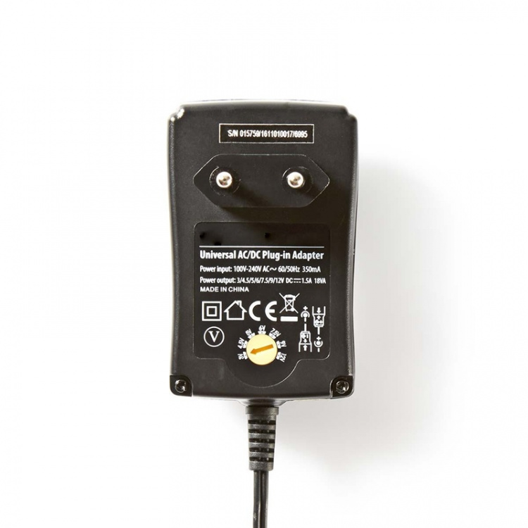 Nedis Universal AC strømadapter | 18 W | 3 - 12 V DC | 1.80 m | 1.5 / 2.1 A | 6 plug(s) | Sort Nedis Universal AC strømadapter | 18 W | 3 - 12 V DC | 1.80 m | 1.5 / 2.1 A | 6 plug(s) | Sort