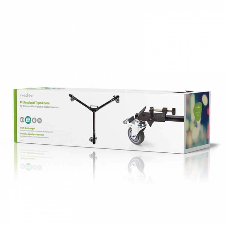 Nedis tripod Dolly | Maksimal lastekapasitet: 20.0 kg | Tripod diameter område: 29.0 mm | Reiseveske inkludert | Benlås | Aluminium | Sort