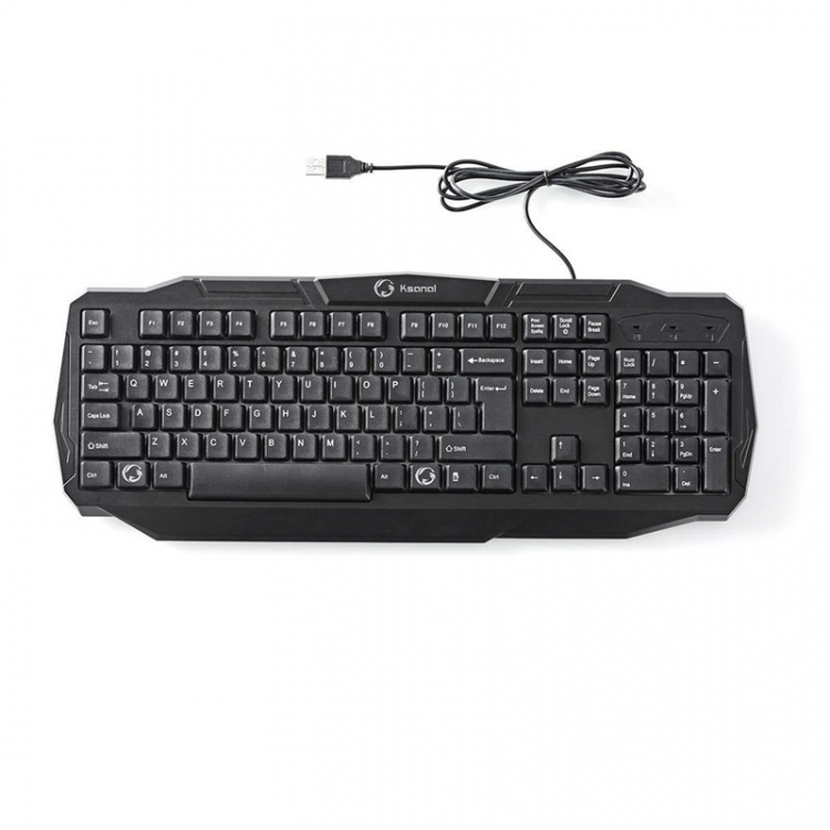 Nedis Wired Gaming Keyboard | USB 2.0 | Membrantaster | LED | US International | USA Layout | USB-Strøm | Strømkabel lengde: 1.50 m | Gaming Nedis Wired Gaming Keyboard | USB 2.0 | Membrantaster | LED | US International | USA Layout | USB-Strøm | Strømkabel lengde: 1.50 m | Gaming