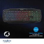 Nedis Wired Gaming Keyboard | USB 2.0 | Membrantaster | LED | US International | USA Layout | USB-Strøm | Strømkabel lengde: 1.50 m | Gaming Nedis Wired Gaming Keyboard | USB 2.0 | Membrantaster | LED | US International | USA Layout | USB-Strøm | Strømkabel lengde: 1.50 m | Gaming