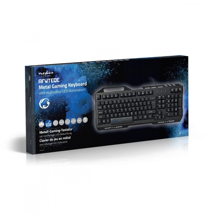Nedis Wired Gaming Keyboard | USB 2.0 | Membrantaster | LED | US International | USA Layout | USB-Strøm | Strømkabel lengde: 1.50 m | Gaming