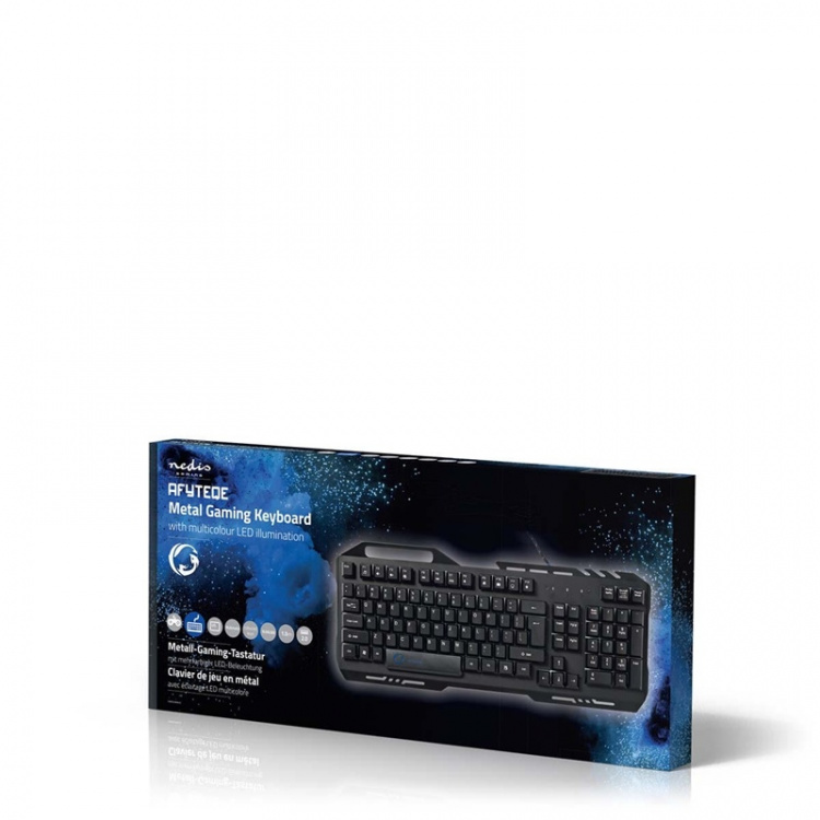 Nedis Wired Gaming Keyboard | USB 2.0 | Membrantaster | LED | US International | USA Layout | USB-Strøm | Strømkabel lengde: 1.50 m | Gaming