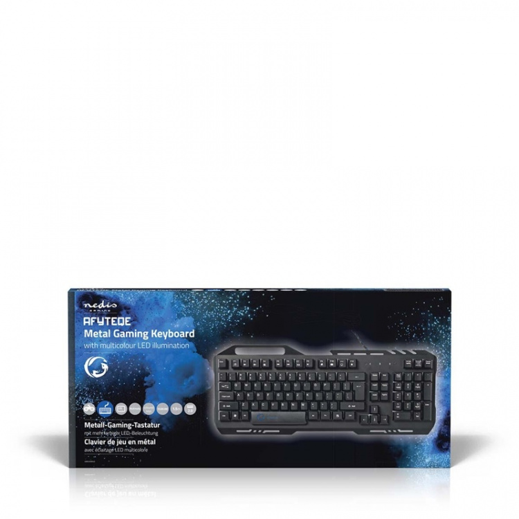 Nedis Wired Gaming Keyboard | USB 2.0 | Membrantaster | LED | US International | USA Layout | USB-Strøm | Strømkabel lengde: 1.50 m | Gaming