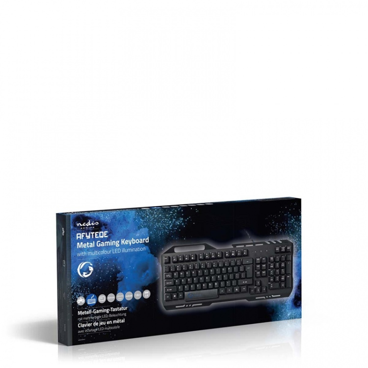 Nedis Wired Gaming Keyboard | USB 2.0 | Membrantaster | LED | US International | USA Layout | USB-Strøm | Strømkabel lengde: 1.50 m | Gaming