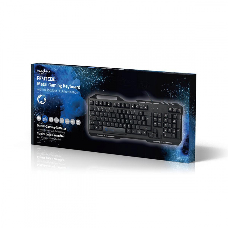 Nedis Wired Gaming Keyboard | USB 2.0 | Membrantaster | LED | US International | USA Layout | USB-Strøm | Strømkabel lengde: 1.50 m | Gaming