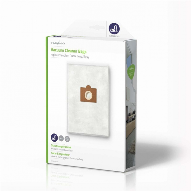 Nedis Støvsugepose- | 4 stk. | Syntetisk | Mest solgt for: Puzer Eeva/Easy | Hvit