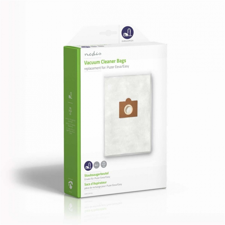 Nedis Støvsugepose- | 4 stk. | Syntetisk | Mest solgt for: Puzer Eeva/Easy | Hvit