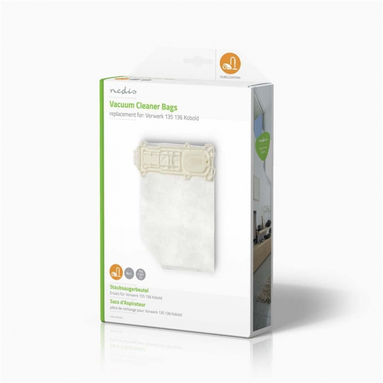 Nedis Støvsugepose- | 4 stk. | Syntetisk | Mest solgt for: Vorwerk 135136 Kobold | Hvit