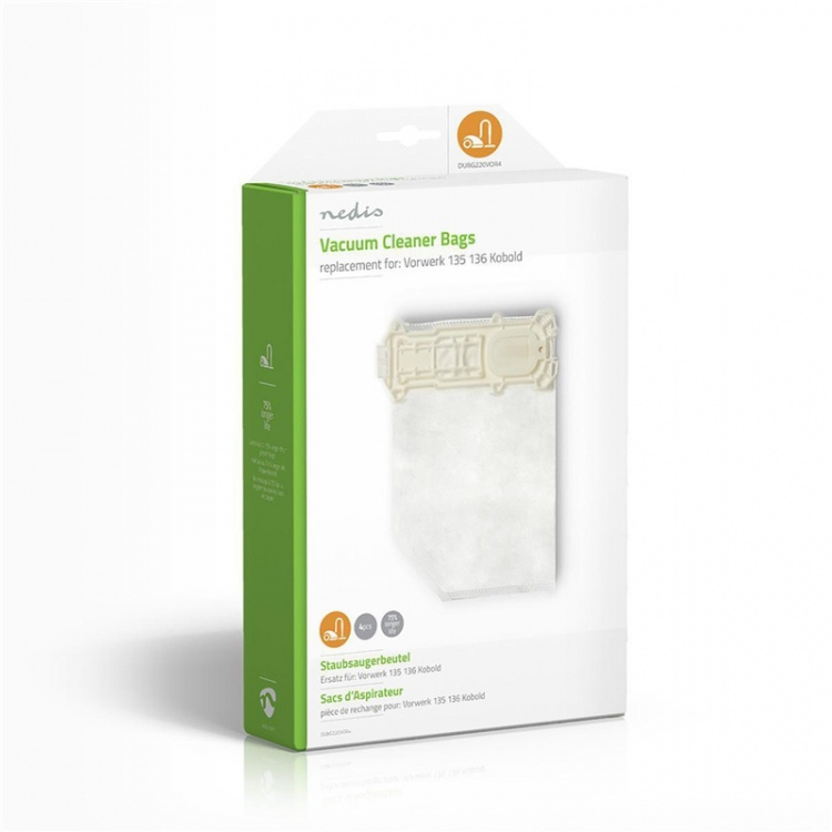 Nedis Støvsugepose- | 4 stk. | Syntetisk | Mest solgt for: Vorwerk 135136 Kobold | Hvit