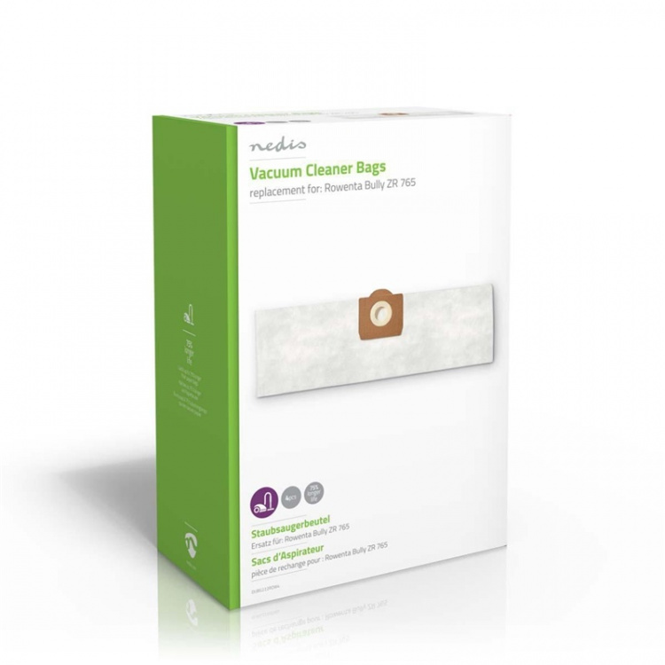 Nedis Støvsugepose- | 4 stk. | Syntetisk | Mest solgt for: Rowenta Bully ZR 765 | Hvit