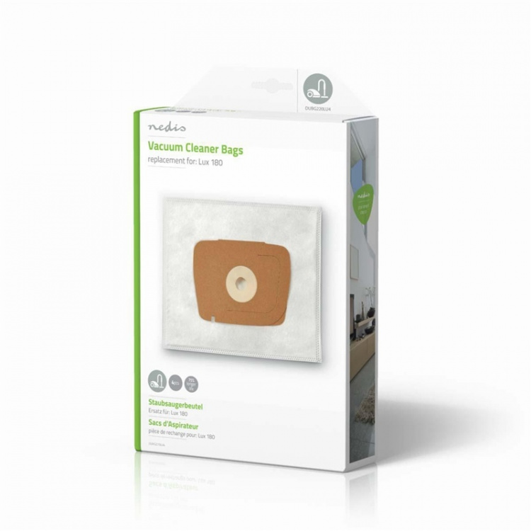 Nedis Støvsugepose- | 4 stk. | Syntetisk | Mest solgt for: Lux 180 | Hvit