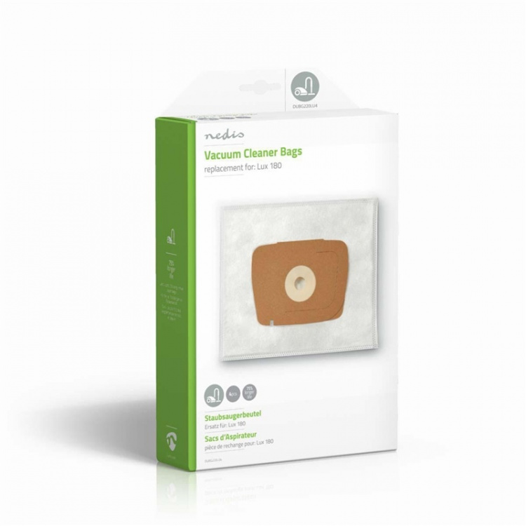 Nedis Støvsugepose- | 4 stk. | Syntetisk | Mest solgt for: Lux 180 | Hvit