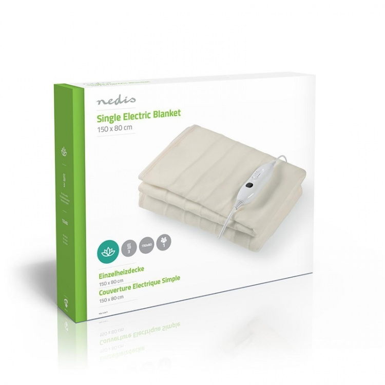 Nedis Elektrisk Teppe | Underblanket | 1 Person | 150 x 80 cm | 3 Varmeinnstillinger | Vaskbar | Overopphetings vern | Polyester Nedis Elektrisk Teppe | Underblanket | 1 Person | 150 x 80 cm | 3 Varmeinnstillinger | Vaskbar | Overopphetings vern | Polyester