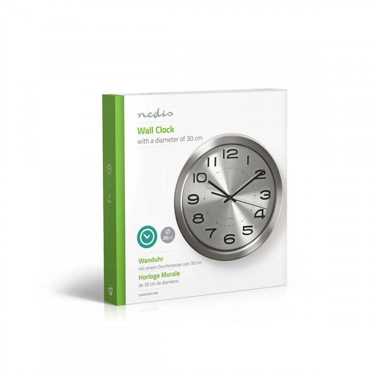 Nedis Veggur | Diameter: 300 mm | Rustfritt Stål | Sølv