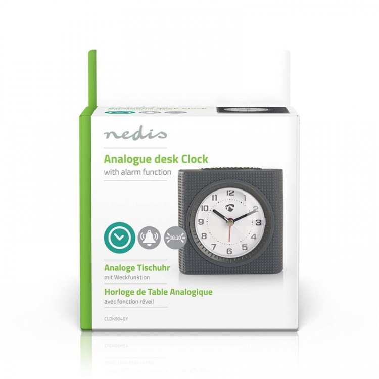 Nedis Analog Desk Alarm Clock | slumrefunksjon | Bakgrunnsbelysning | Grå / Hvit