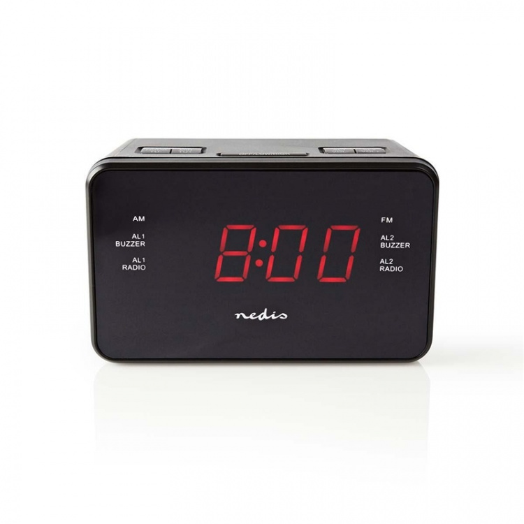 Nedis Digital Alarm Clock Radio | LED | 1x 3.5 mm Audio Input | Tidsframskriving | AM / FM | slumrefunksjon | Sleep timer | Antall alarmer: 2 | Sort Nedis Digital Alarm Clock Radio | LED | 1x 3.5 mm Audio Input | Tidsframskriving | AM / FM | slumrefunksjon | Sleep timer | Antall alarmer: 2 | Sort