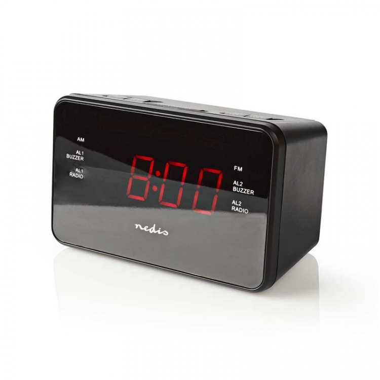 Nedis Digital Alarm Clock Radio | LED | 1x 3.5 mm Audio Input | Tidsframskriving | AM / FM | slumrefunksjon | Sleep timer | Antall alarmer: 2 | Sort Nedis Digital Alarm Clock Radio | LED | 1x 3.5 mm Audio Input | Tidsframskriving | AM / FM | slumrefunksjon | Sleep timer | Antall alarmer: 2 | Sort