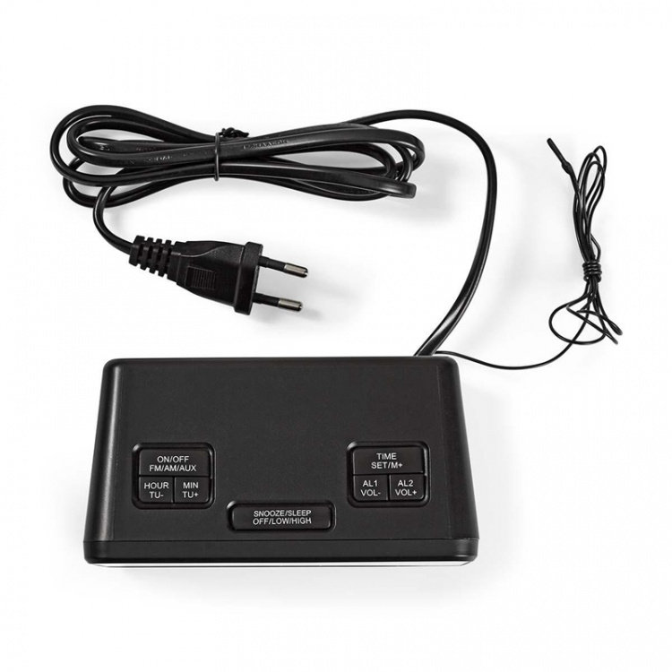 Nedis Digital Alarm Clock Radio | LED | 1x 3.5 mm Audio Input | Tidsframskriving | AM / FM | slumrefunksjon | Sleep timer | Antall alarmer: 2 | Sort Nedis Digital Alarm Clock Radio | LED | 1x 3.5 mm Audio Input | Tidsframskriving | AM / FM | slumrefunksjon | Sleep timer | Antall alarmer: 2 | Sort