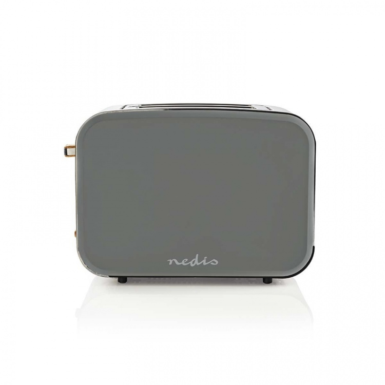 Nedis Brødrister | Soft Touch serien | 2 Brødskiver | 2 Spor | Browning nivåer: 6 | Avrimingsfunksjon | Grå