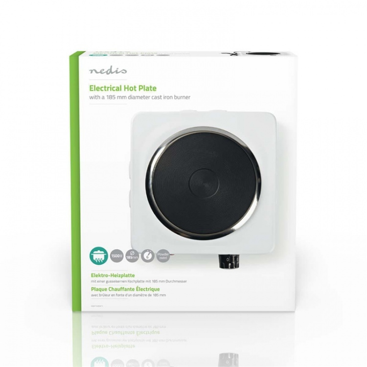 Nedis Elektrisk kokeplate | Kokesoner: 1 | 1500 W | Overopphetings vern | Hvit Nedis Elektrisk kokeplate | Kokesoner: 1 | 1500 W | Overopphetings vern | Hvit