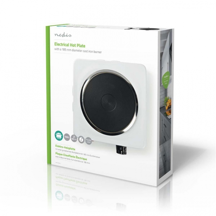 Nedis Elektrisk kokeplate | Kokesoner: 1 | 1500 W | Overopphetings vern | Hvit Nedis Elektrisk kokeplate | Kokesoner: 1 | 1500 W | Overopphetings vern | Hvit
