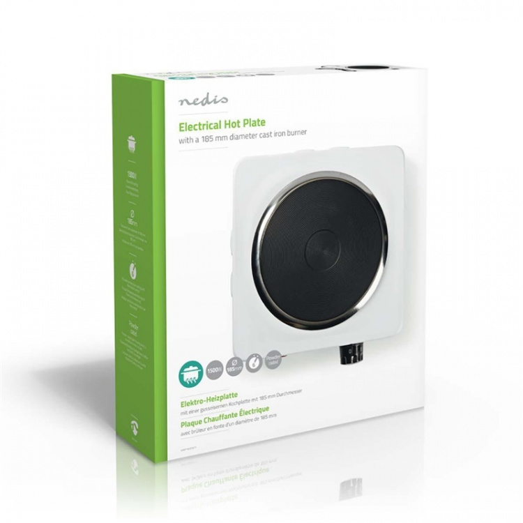 Nedis Elektrisk kokeplate | Kokesoner: 1 | 1500 W | Overopphetings vern | Hvit Nedis Elektrisk kokeplate | Kokesoner: 1 | 1500 W | Overopphetings vern | Hvit