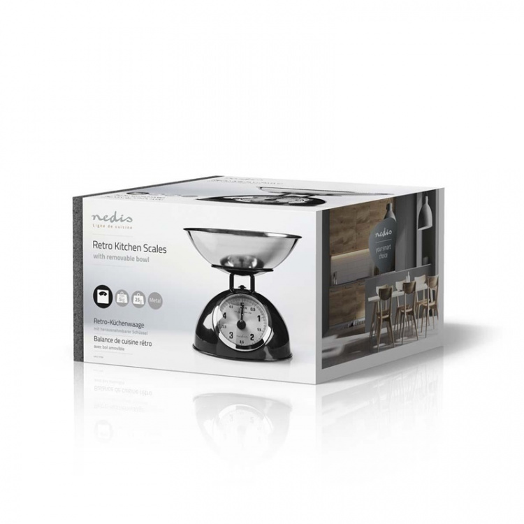 Nedis Kjøkken Scales | Analog | Rustfritt Stål | Avtakbar bolle | Sort Nedis Kjøkken Scales | Analog | Rustfritt Stål | Avtakbar bolle | Sort